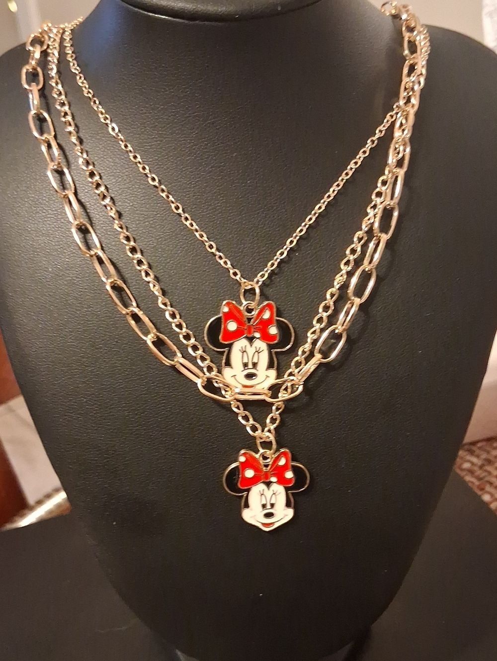 Layered Minnie Mouse Necklace Goldtone Fashion New